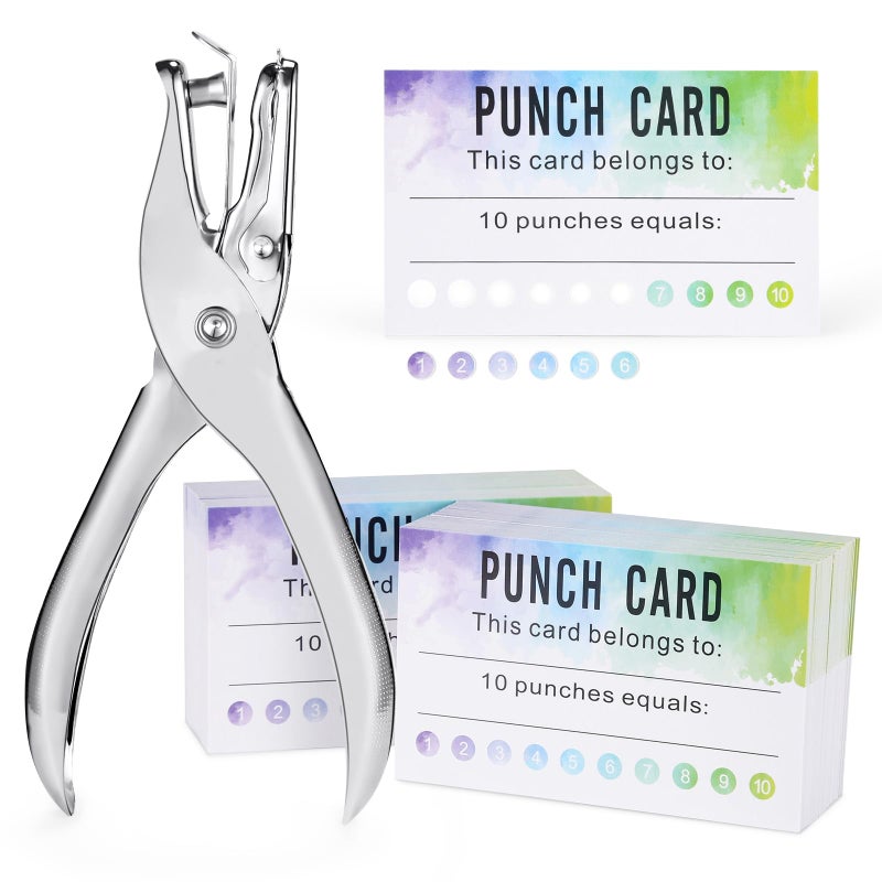 ون دن ONEDONE Punch Cards 200 قطعة من بطاقات مكافأة الألوان المائية للفصل الدراسي مع جوائز حافزة مثقوبة للطلاب والمعلمين والمنزل والفصول الدراسية واللوازم المدرسية وبطاقات ولاء الأعمال - Image 1